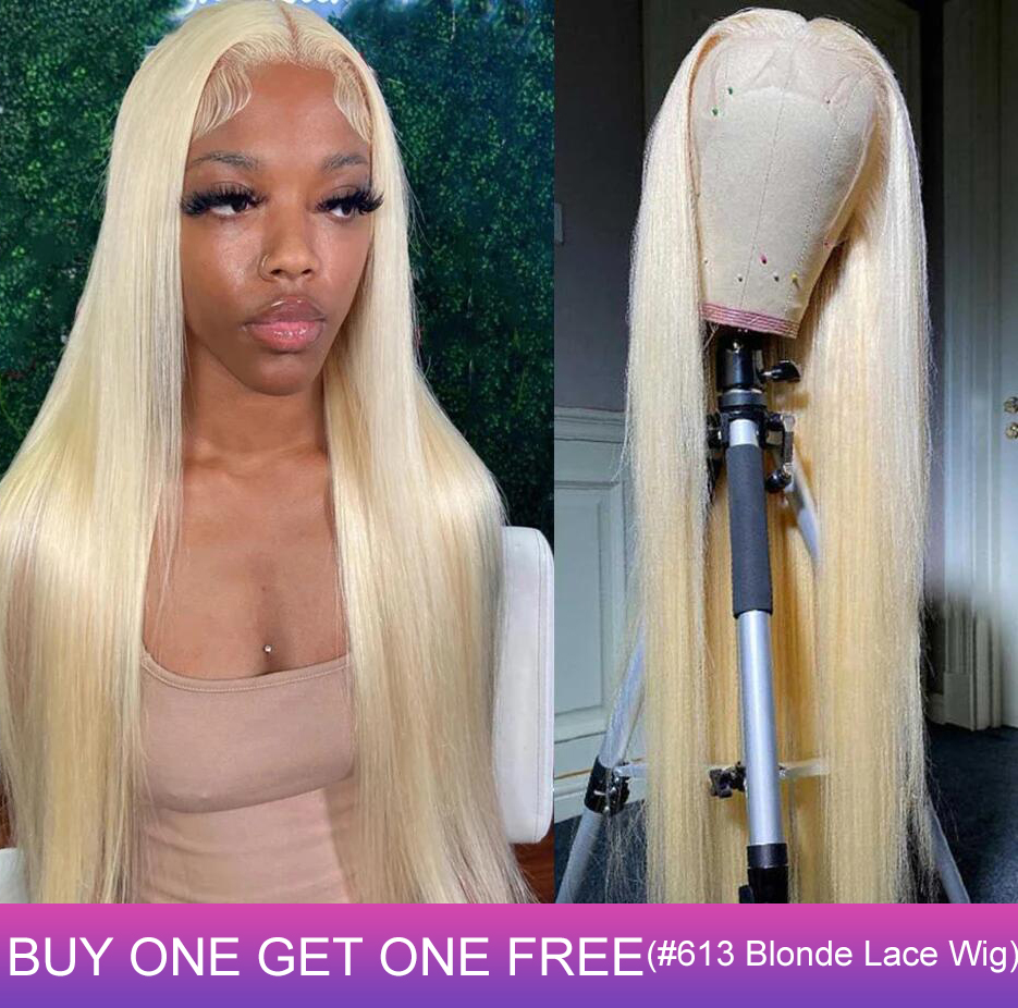 Stema #613 Blonde 13x4 Transparent Lace Big Frontal Human Hair Wig